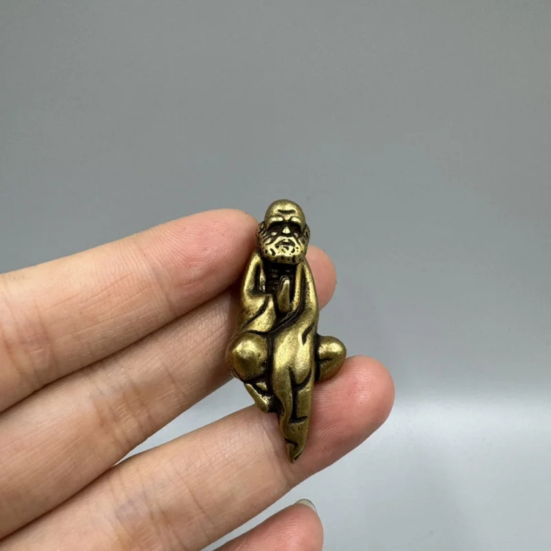 Antique Collectible Bronze Daruma Master Ornament Pure Copper Buddha Figurine Decoration Pendant