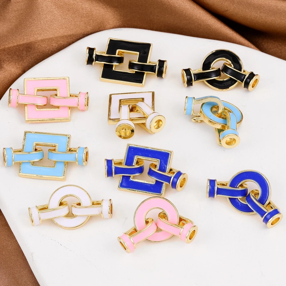 Juya DIY 18K Gold Plated Connector Accessories Decoration Fastener Closure Lock Clasps For Women Luxury Beadwork Jewelry Making