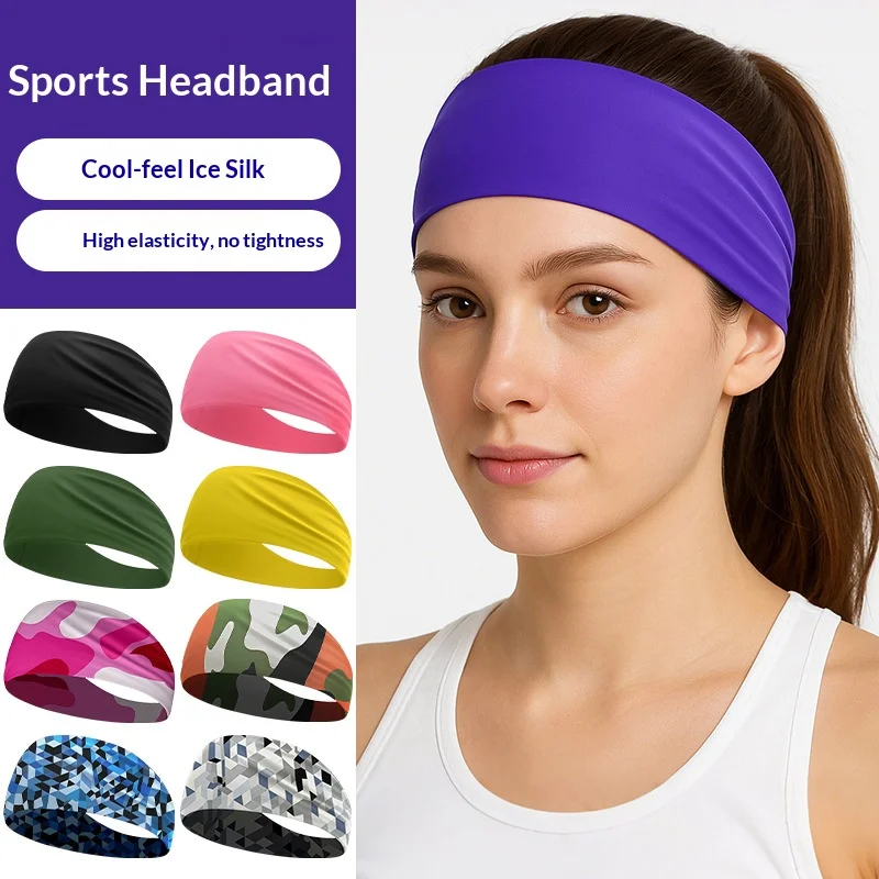 

Breathable Quick Dry Sports Headband for Men Women Sweat Absorbing Ice Silk Hair Band for Fitness Yoga Running Workout