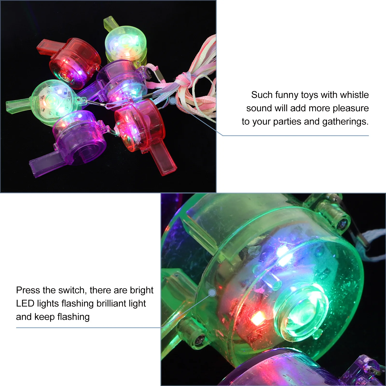 24Pcs Luminous Whistle Party Favors Kids Plaything Durable Funny Cheering Props Birthday Carnival Holiday Glow in Dark