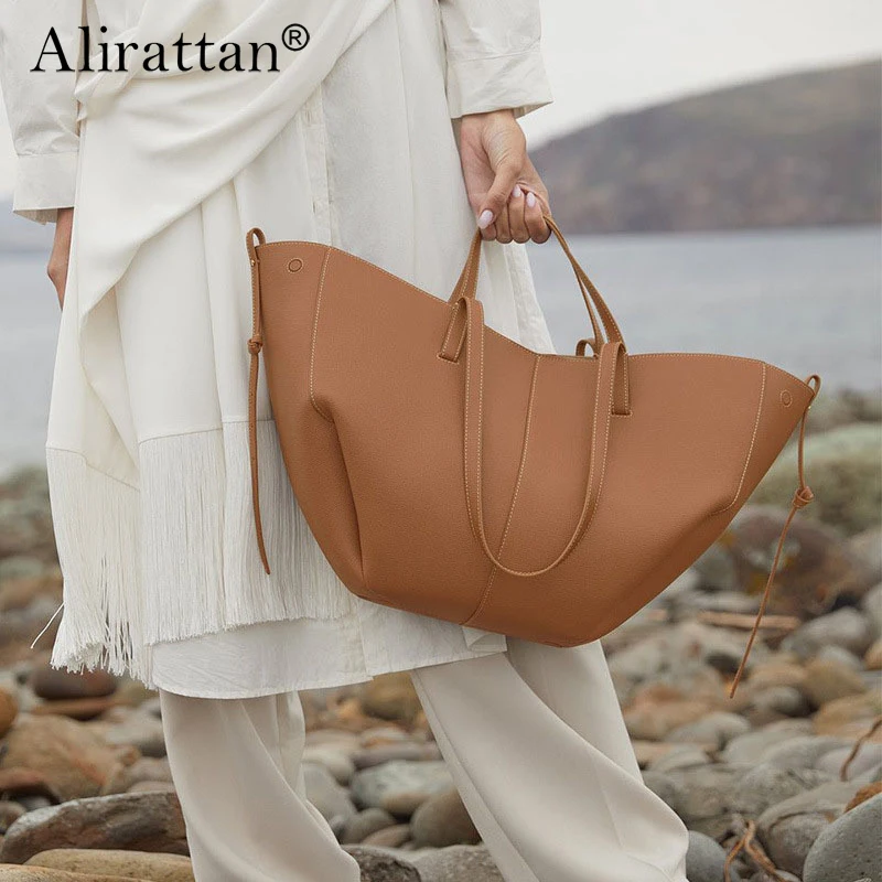 Alirattan 2024 New Womens Tote Bag Casual Fashion Large Capacity Leather Shoulder Bag Shopper Harajuku Simple Handbag Sac