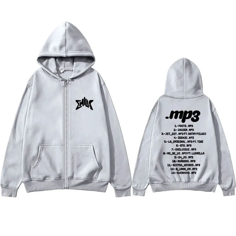 Emilia Mernes MP3 Zipper Hoodie Men Women Fashion Vintage Oversized Zip Up Jacket Sweatshirt Unisex Fleece Cotton Zip Up Hoodies