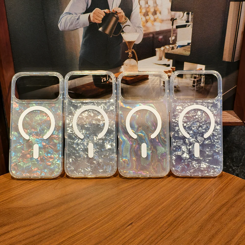 

Translucent color shell pattern magnetic mobile phone case is suitable for Apple 17 series shockproof 17 Air protective case.