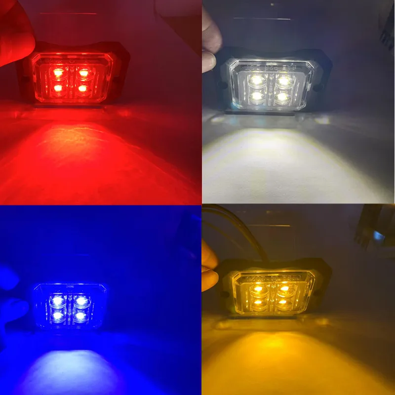 Picture 6: 8PCS 4LED Car Strobe Warning Light Lorry Side Light Truck Trailer Beacon Lamp LED Side Marker Clearance Light Emergency Lamp