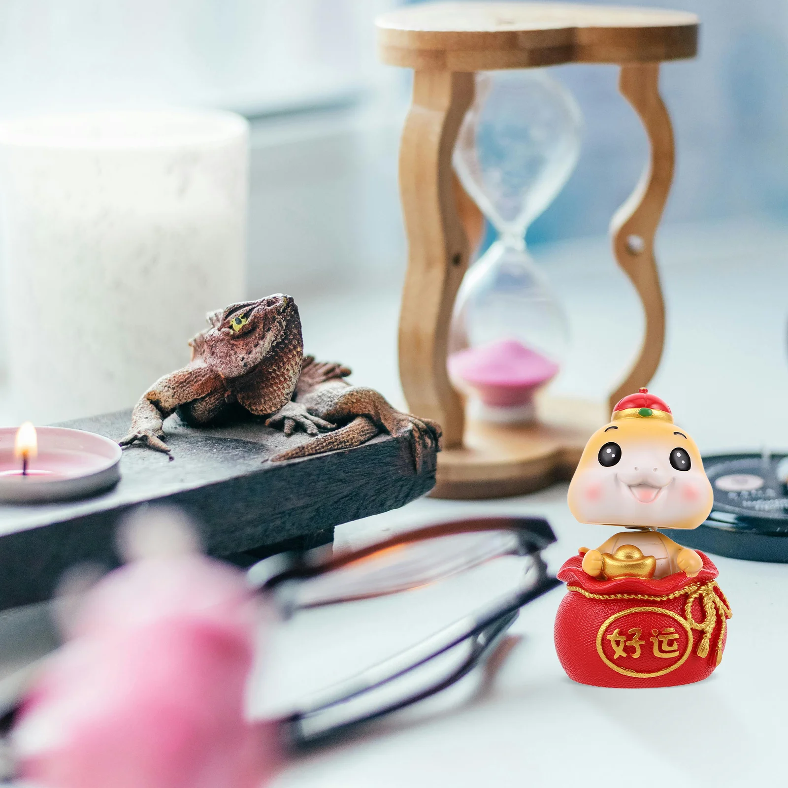 

Zodiac Snake Bobblehead Large Size Cute Car Ornament Cartoon New Year Decoration Snake Figure Cute Decor