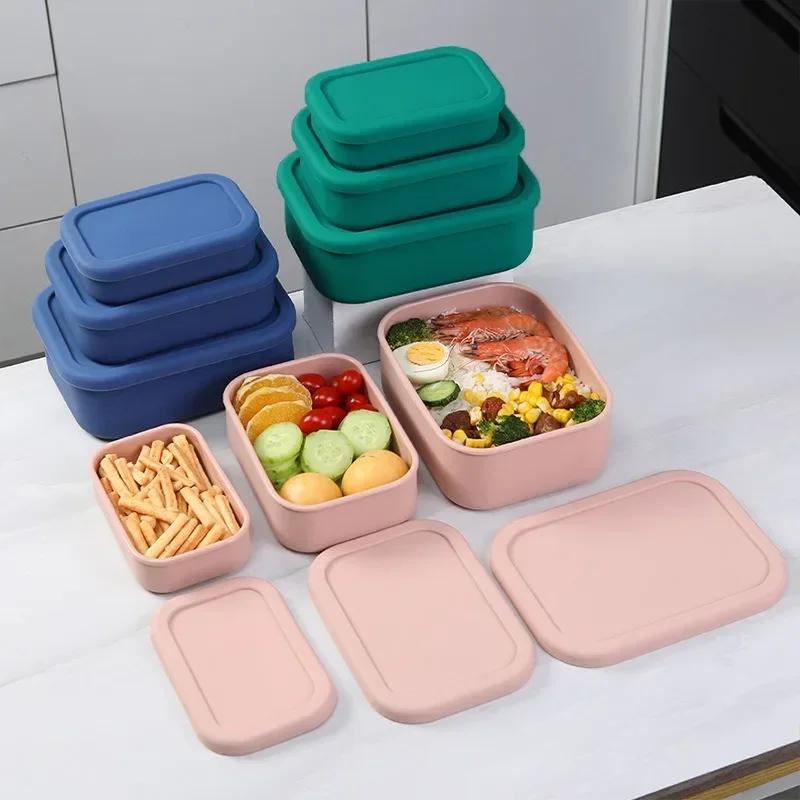 Silicone Bento Box  Compartments Adult Lunch Box Bento Containers Food Storage Box Container With Lid For School Work Travel