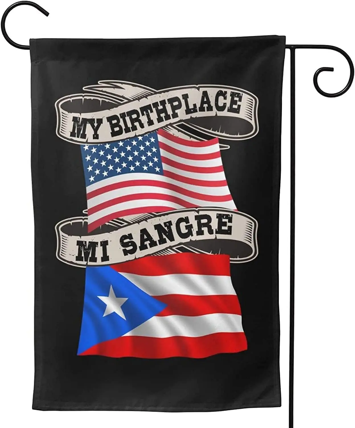 Funny Flags My Birthplace Puerto Rican American Garden Flag Double Sided Lawn Flag Seasonal Outside Decor 12.5 X 18 Inch