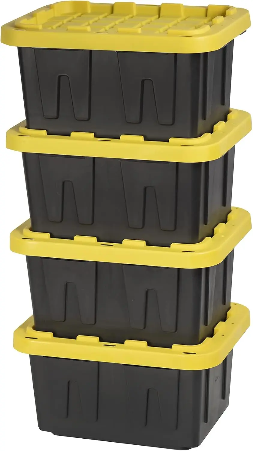 

5-Gallon Tough Storage Containers with Lids, Stackable, Extremely Durable, [4-Pack]