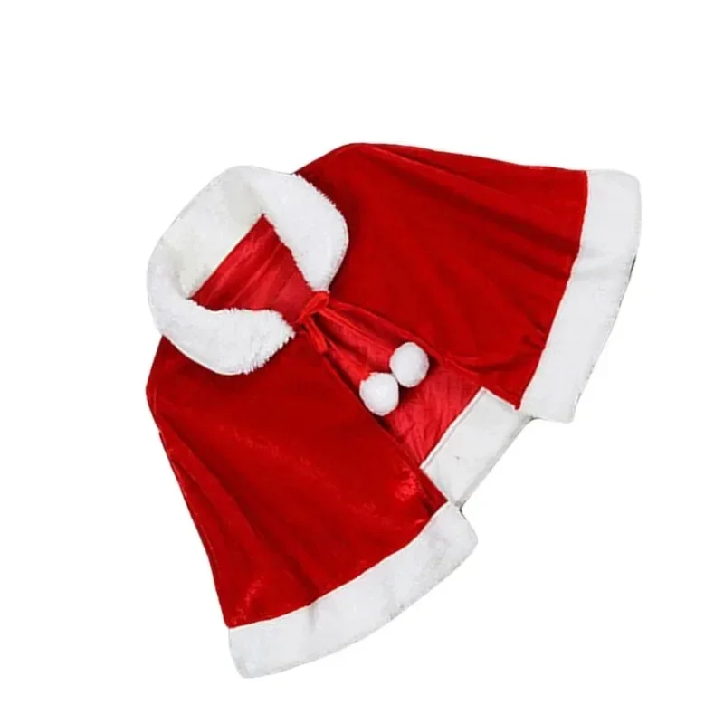 New Year Winter Red Velvet Cape Cloak Christmas Women Girl Shawl Party Costumes Dress Decoration Santa Claus Costume Fashion