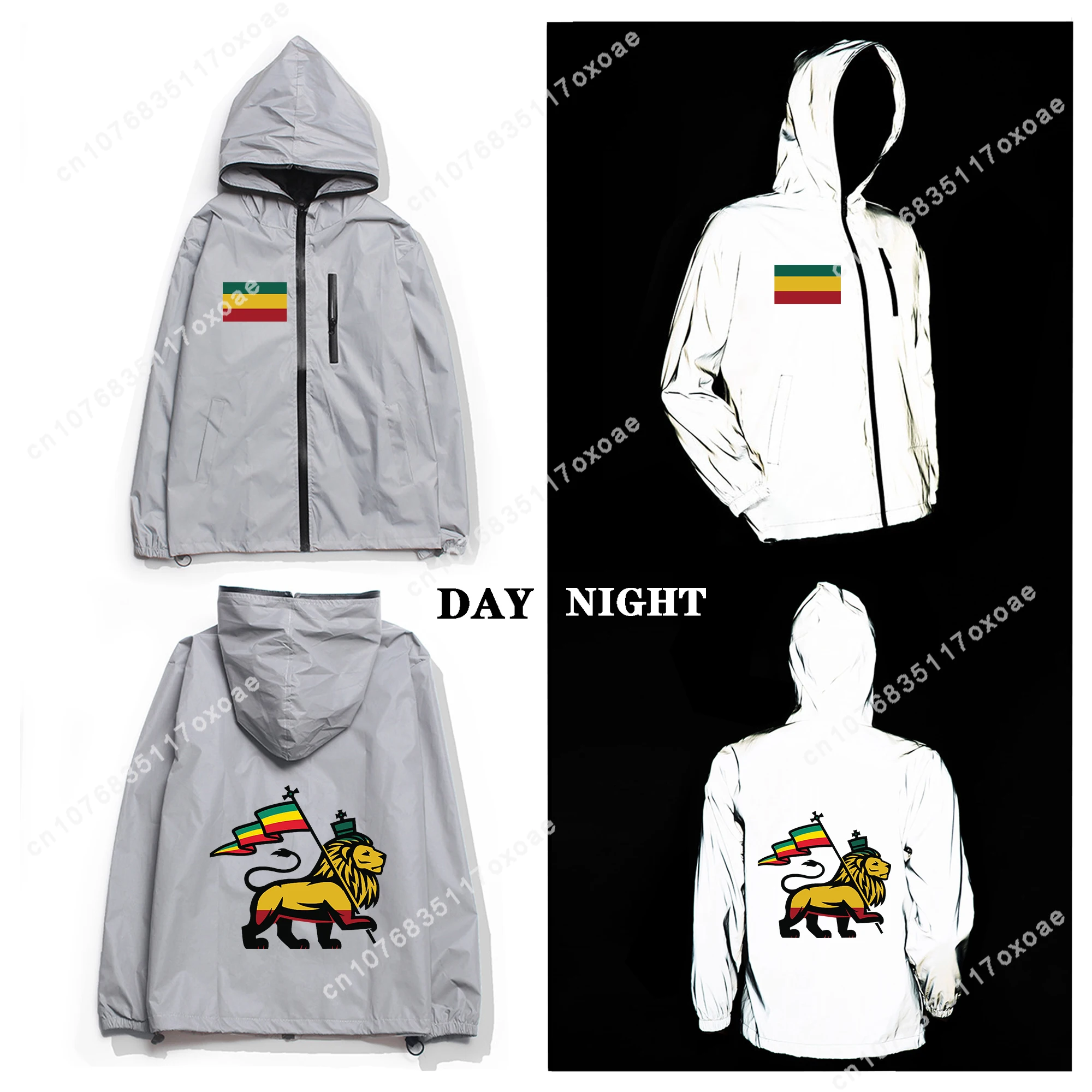 Reggae Rastafarian Rasta Lion Of Judah Reflective Jacket Mens Womens Coat Hooded Windbreaker Pocket Jackets Customization Hoodie