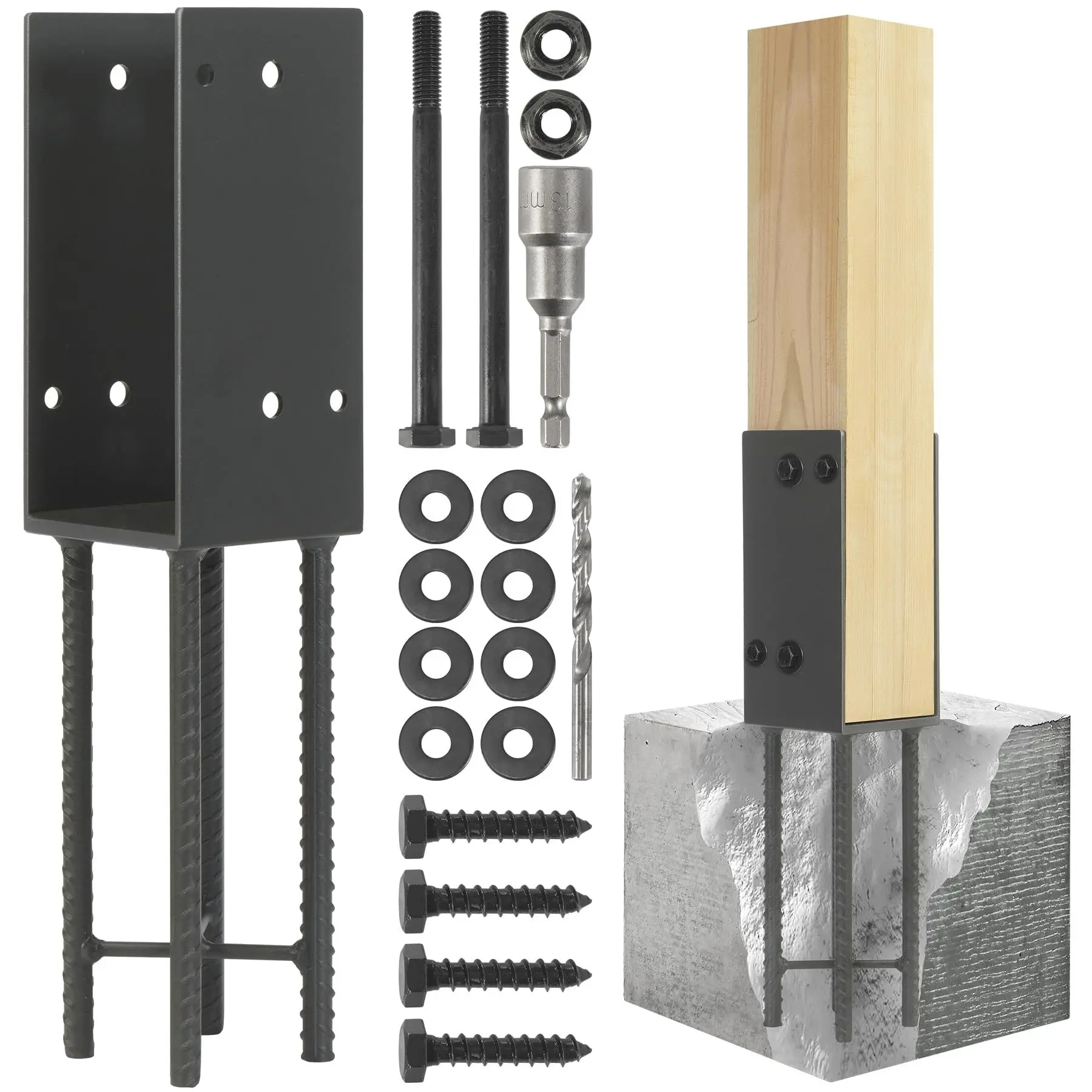 #Concrete Pillar Base Anchoring Bracket Carbon Steel Heavy-Duty Stable Gazebo Support Frame LTPJ03