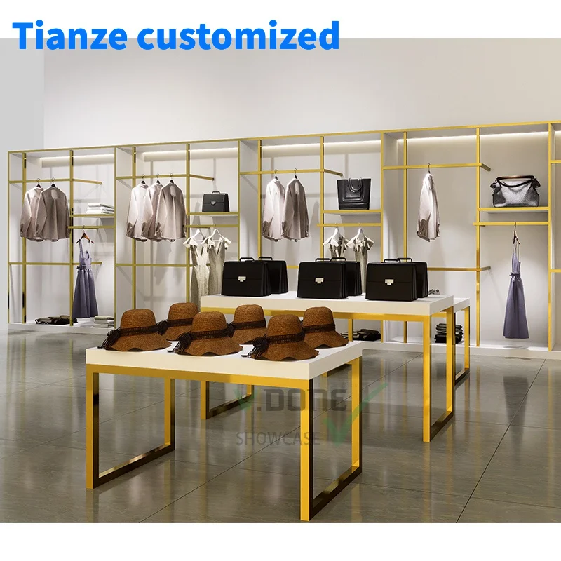 [Customized]Custom fashion retail boutique clothing racks garment metal shelf women kids store dress display stands clo