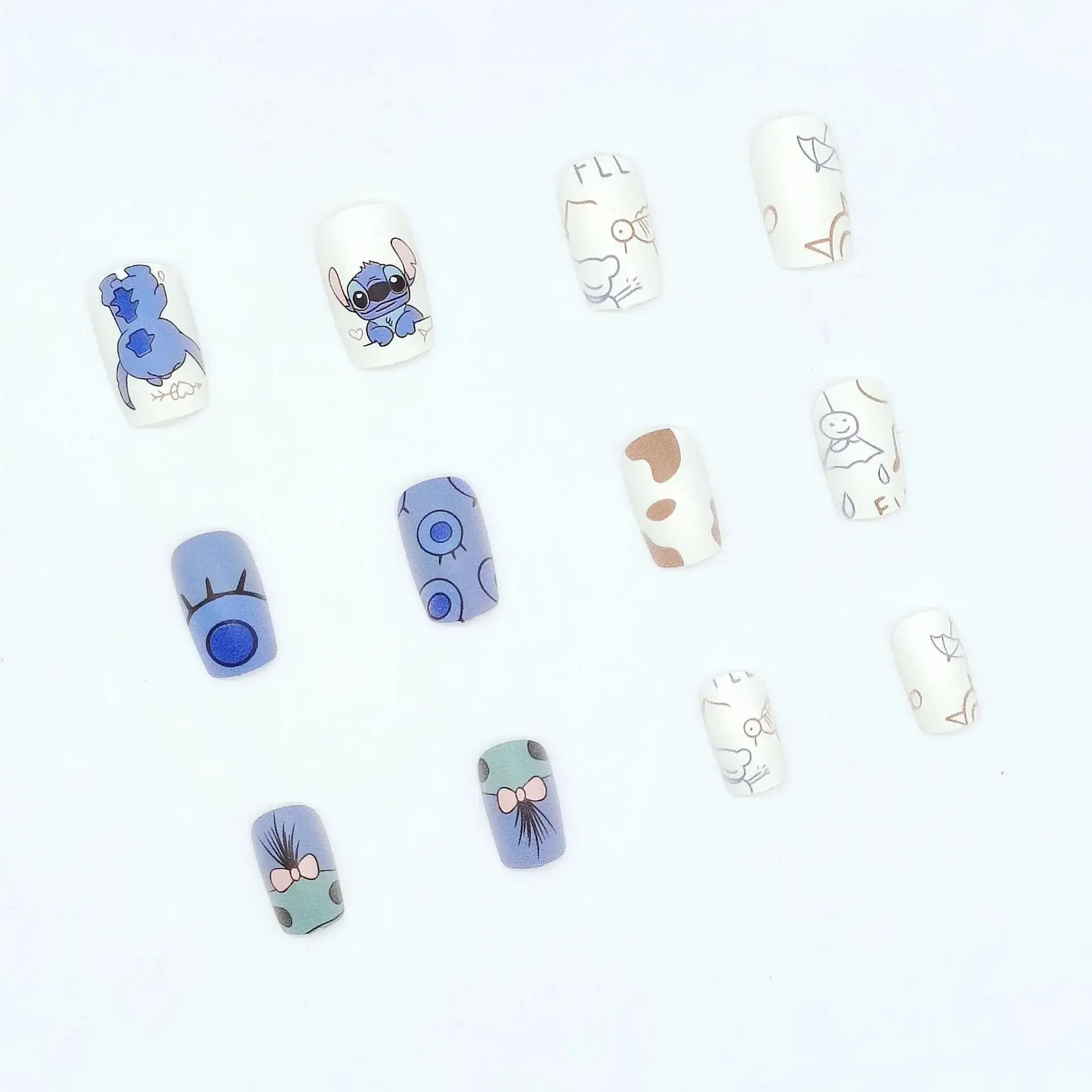 Kawaii Stitch Disney False Nail Cute Cartoon Anime Nail Patch DIY 3D Manicure Sticker Fashion Accessories Female Gifts Toys