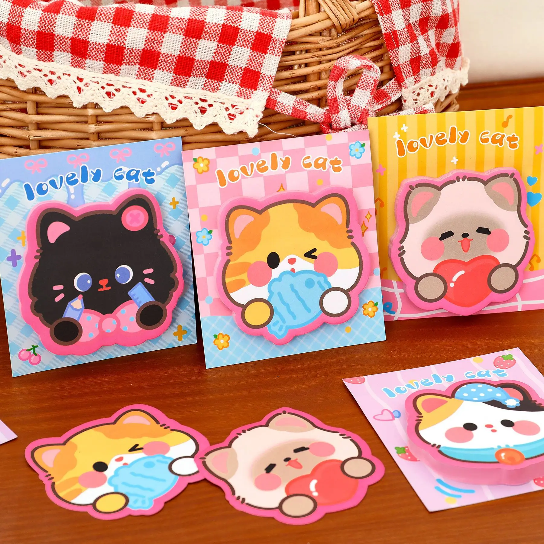 Good looking Cartoon Kitten Special Shaped Sticky Notes for Children Cute Stickers  Cats Learning Stationery Small Gifts  kawaii