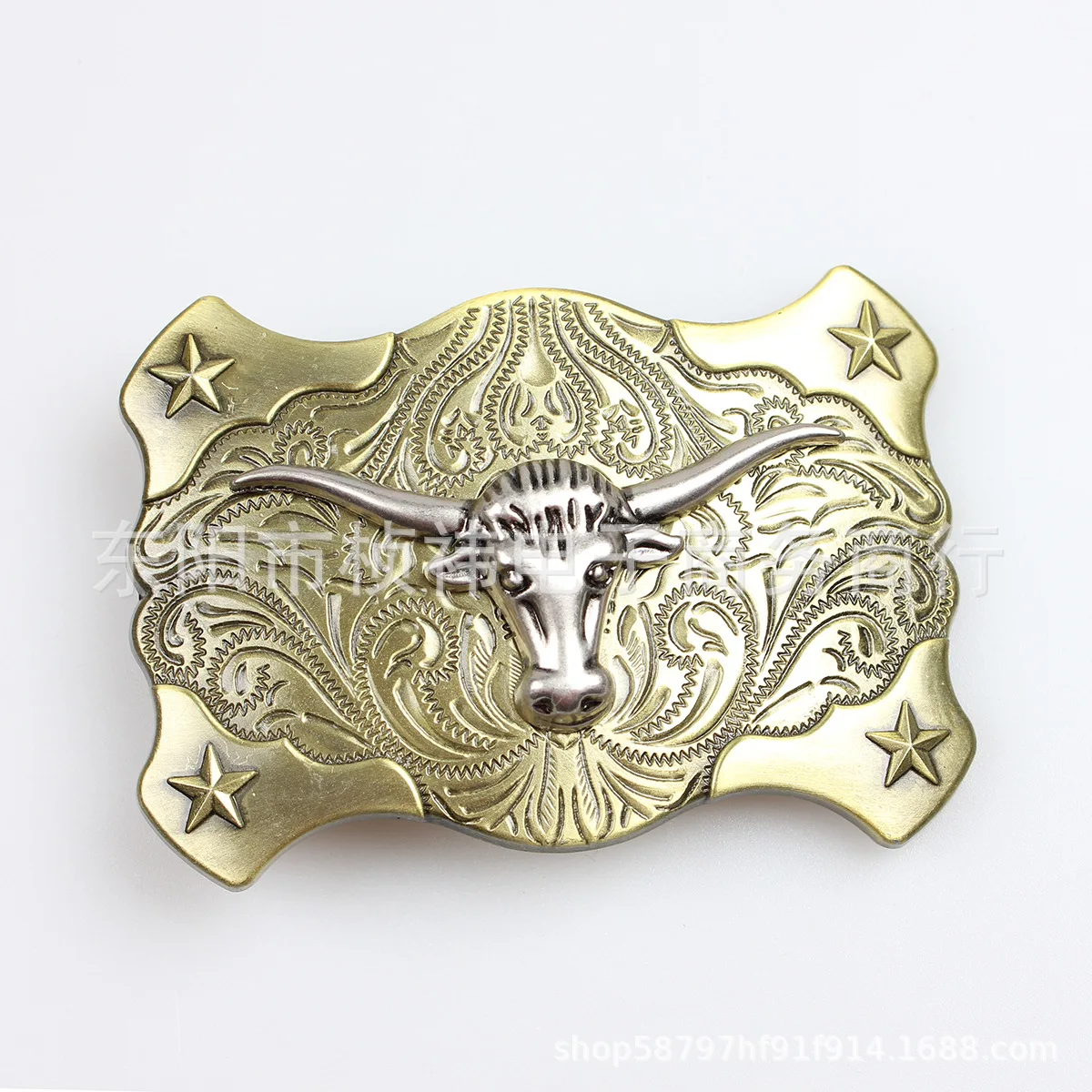 

Западная джинсовая пряжка для ремня с 4 звездами и головой быка, из сплава, гладкая, с одной кнопкой