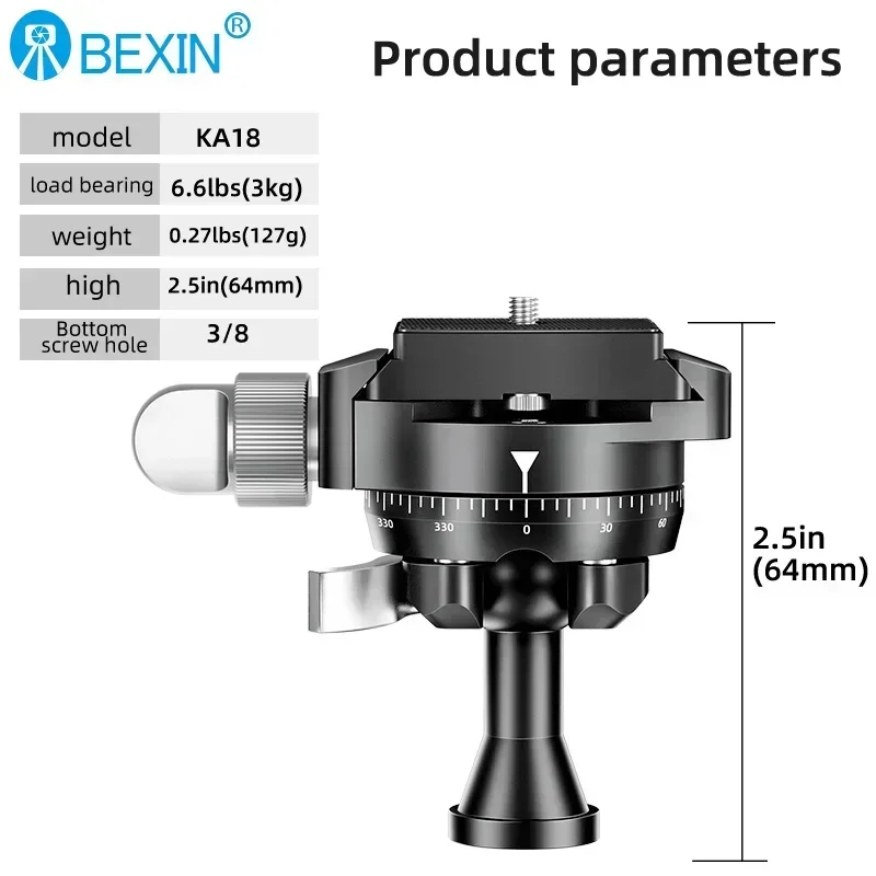 SLR camera panoramic spherical gimbal 360 degree rotating metal gimbal projector gimbal With quick release plate