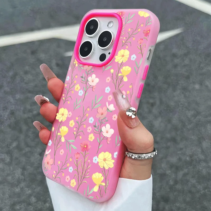 Fresh Floral Leaves Design Phone Case For Samsung S26 S25 Ultra S24 Plus S23 FE A57 A37 A17 A16 A56 A55 A07 A15 A06 2-In-1 Cover