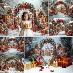 Winter Christmas Photography Background Xmas Town Garland Snow Decoration Supplies Boys Girls Portrait Photo Backdrop For Studio