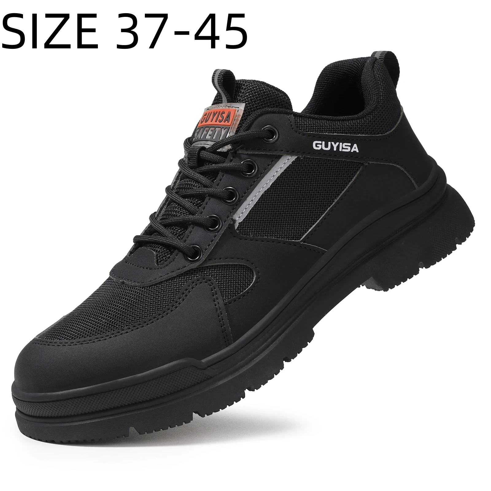 GUYISA Men Safety Shoes Anti Impact Anti Puncture Wear Resistant Anti Slip Comfortable Soft Work Protective Shoes Big Size 37-45