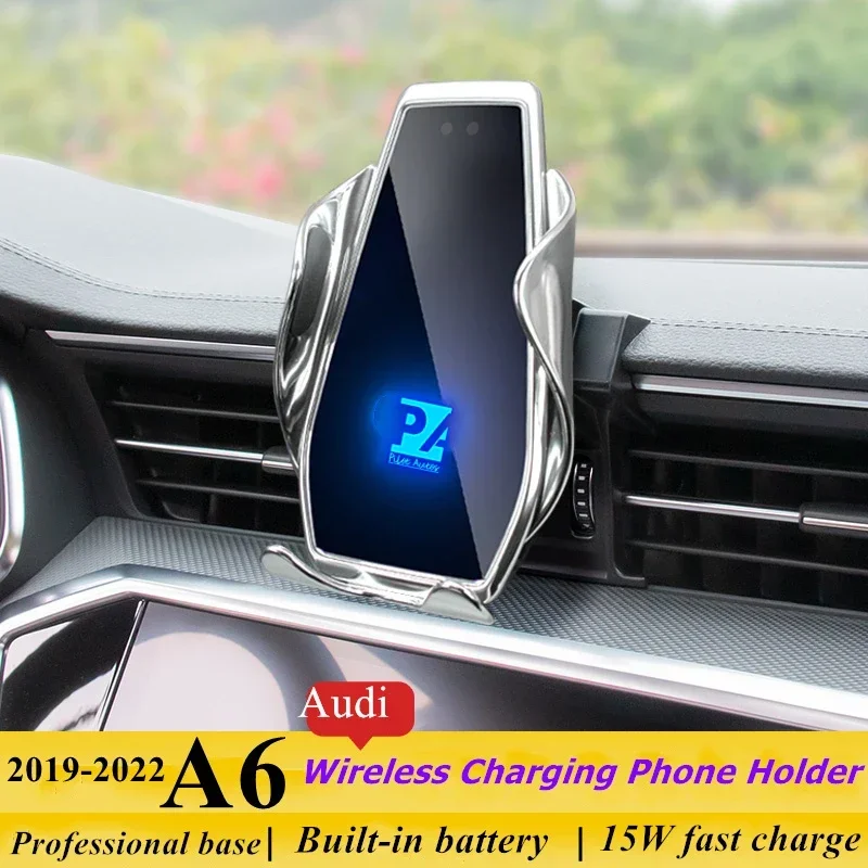 

2019-2022 For Audi A6 Mobile Phone Holder Wireless Charger Car Cell Phones Mount Navigation Bracket GPS Support 360 Rotating