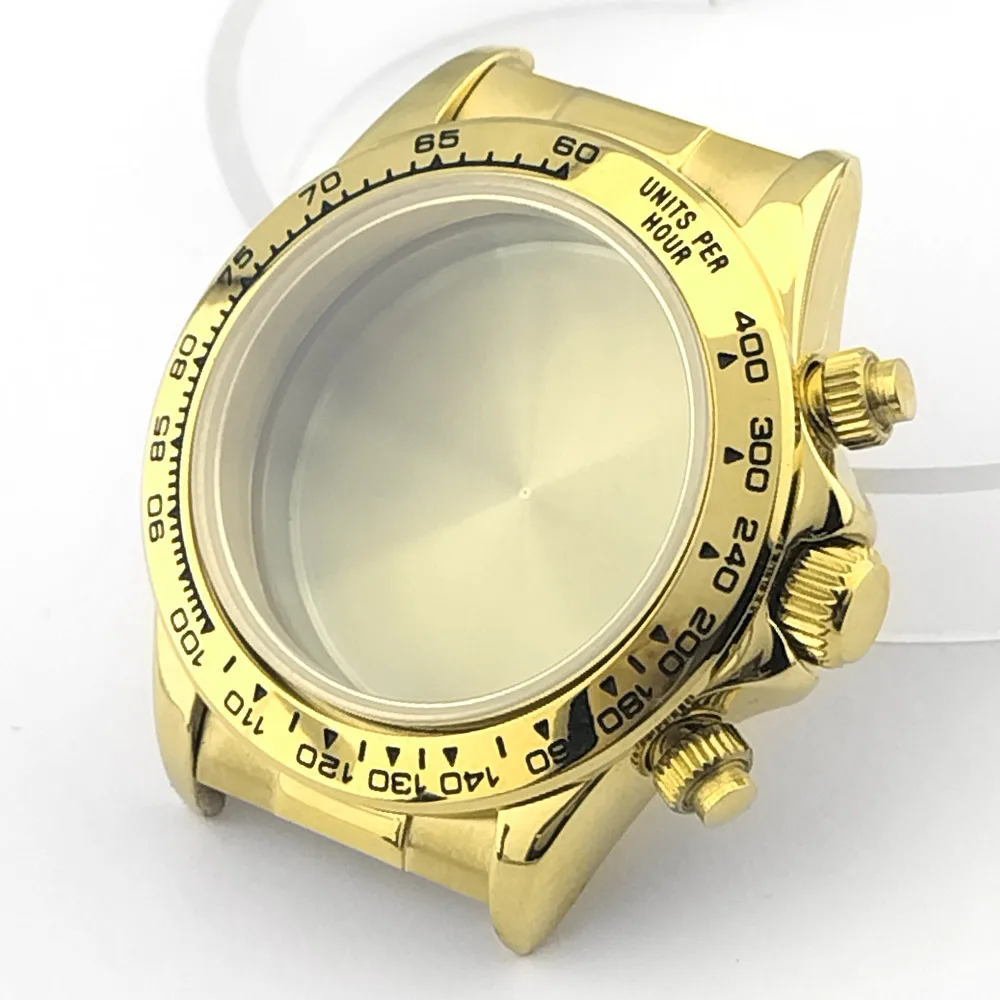 39,3-mm-Uhrgehäuse aus Metall, Gummiarmband, Saphirglas, passend für das VK63-Uhrwerk, silberfarben, roségoldfarben, schwarz, Uhrenzubehörteile, kann zusammengebaut werden. – Detail 19