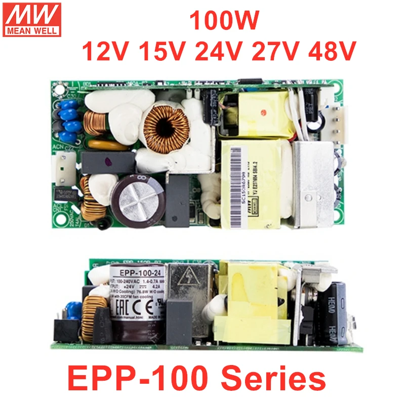 MEAN WELL PCB Style EPP-100 Series 100W AC-DC Module Type Power Supply with PFC Function 12V 15V 24V 27V 48V