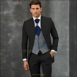 Men's Formal Black Wedding 2-Piece Tuxedo (Blazer+Trousers) Groom Dating Business Evening Prom Party Custom Round Collar Jacket