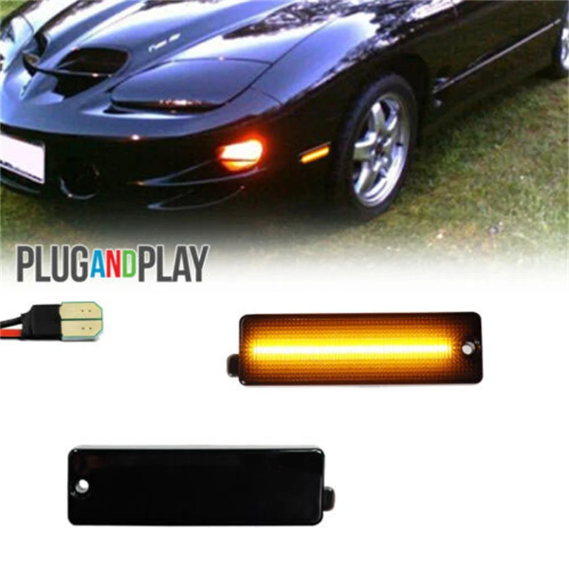 LED Front Bumper Side Marker Lights Smoked Amber Turn Signal Light For Pontiac Firebird 1998 1999 2000 2001 2002 T10