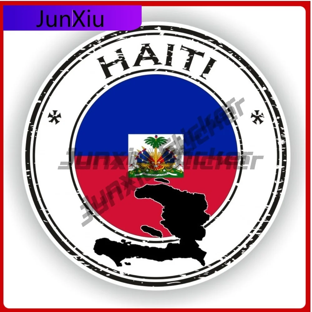 

Haiti Seal Sticker Round Flag Creative Waterproof Vinyl Decal Decoration for Laptop Rear Windshield Weatherproof Exterior