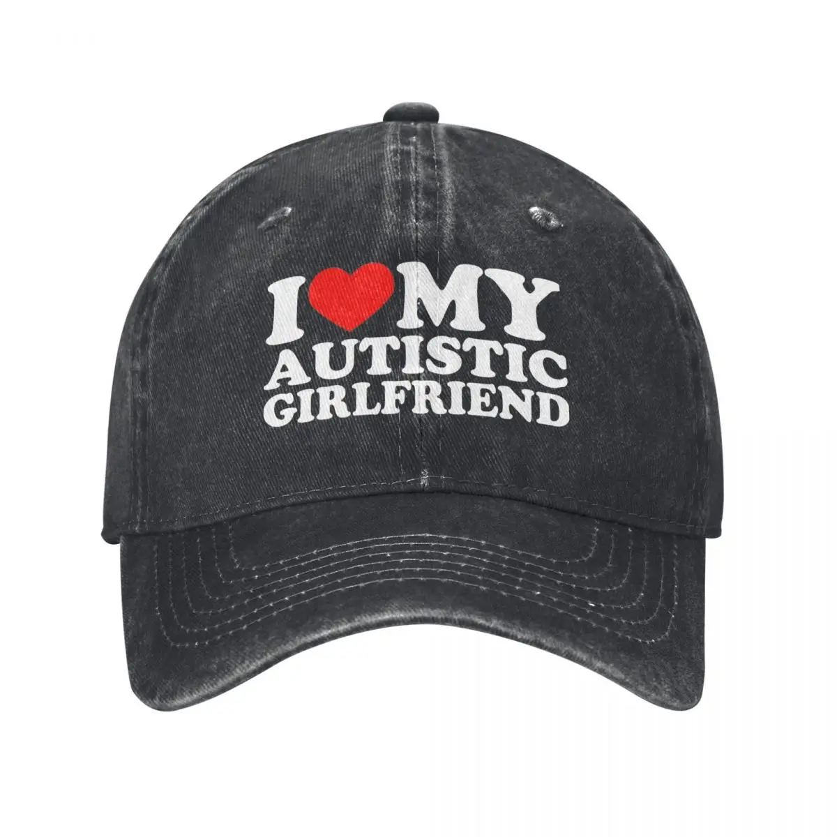 

I Love My Autistic Girlfriend Heart GF Baseball Cap Retro Distressed Washed Snapback Cap Unisex Outdoor Workouts Gift Caps Hat