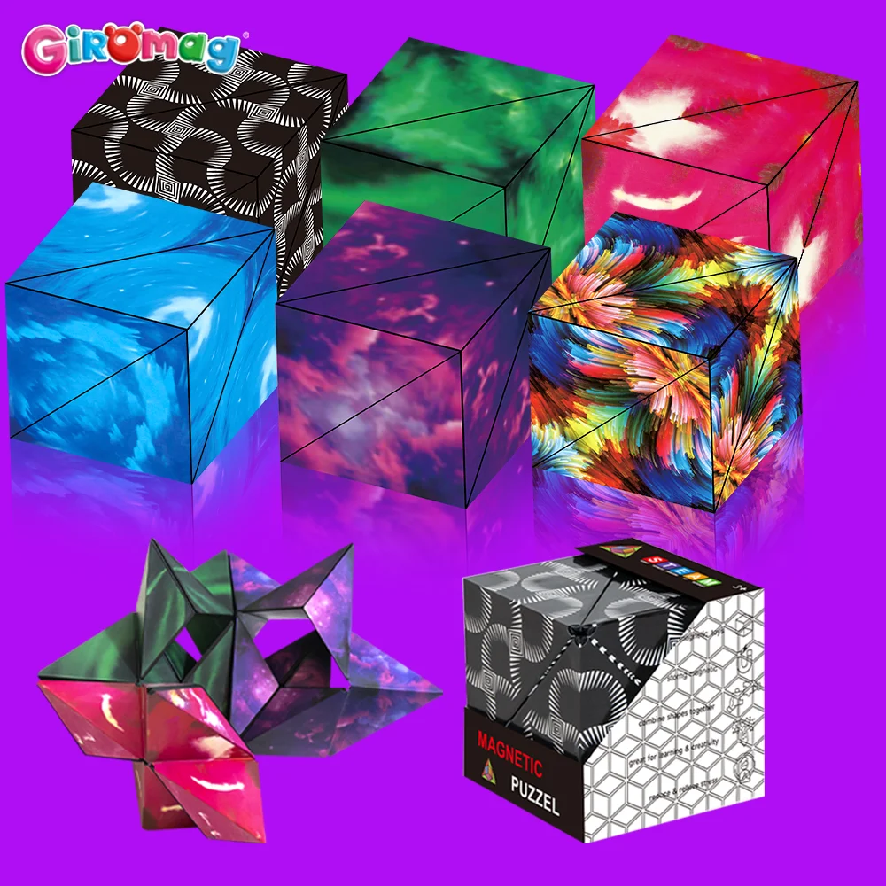 لعبة بناء تعليمية على شكل مكعب سحري مغناطيسي قابل للتحويل ثلاثية الأبعاد للأطفال من سن 3 إلى 12 عامًا نشاط التعلم الإبداعي