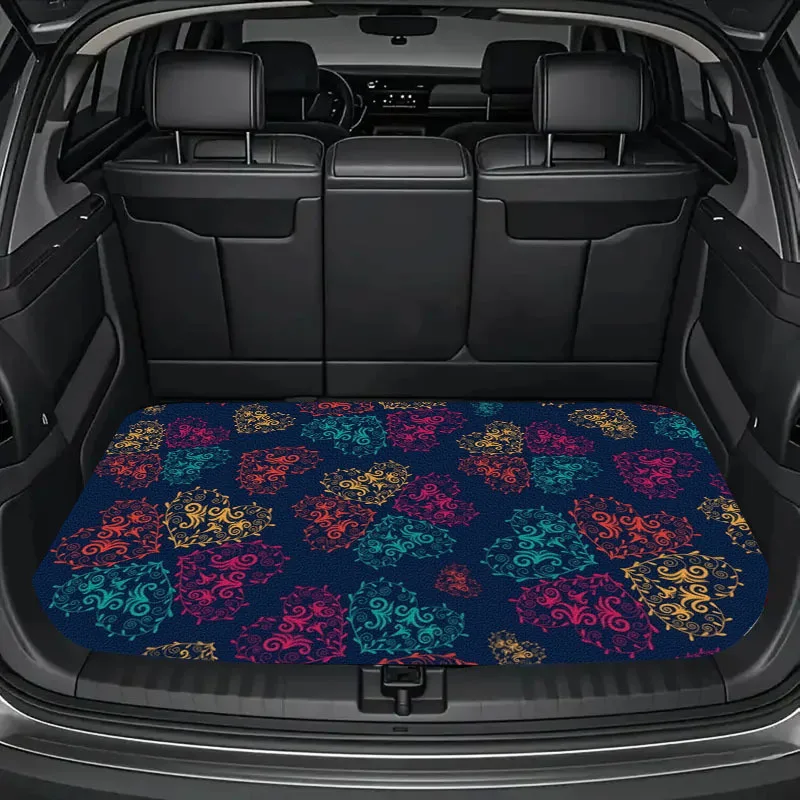 1pc Car Trunk Mat With Printed Design, An Essential Travel Accessory, Universal Fit For Various Car Models, A Must-Have Interior