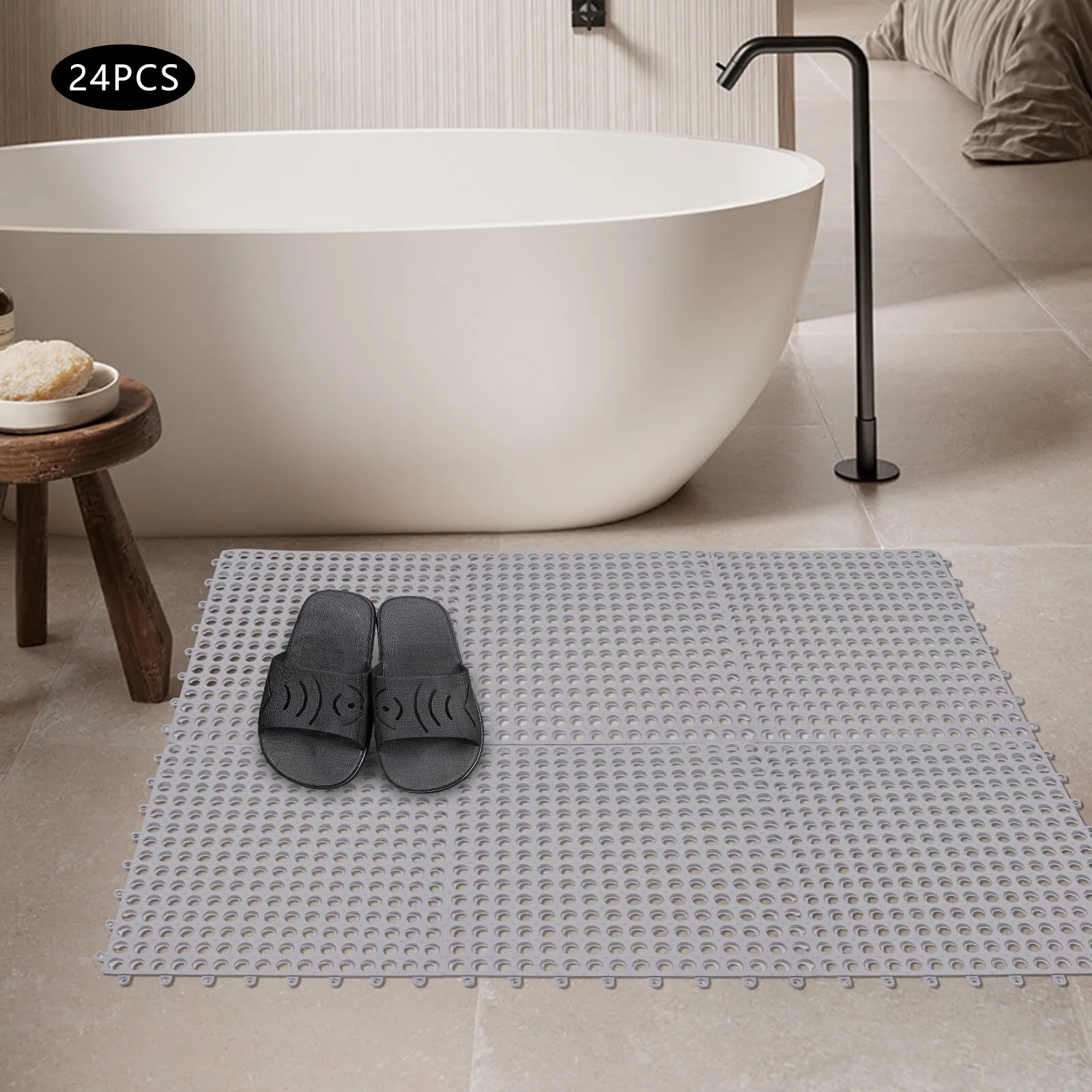 

Interlocking Floor Tiles Mats For Pool Bathtub Non Slip Waterproof Flooring Tile Efficient Drainage And Easy Splicing