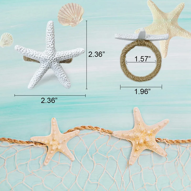 Starfish Napkin Rings Set Of 12 Sea Star Napkin Rings Bulk For Beach Dinning Table Decoration,Napkin Ring