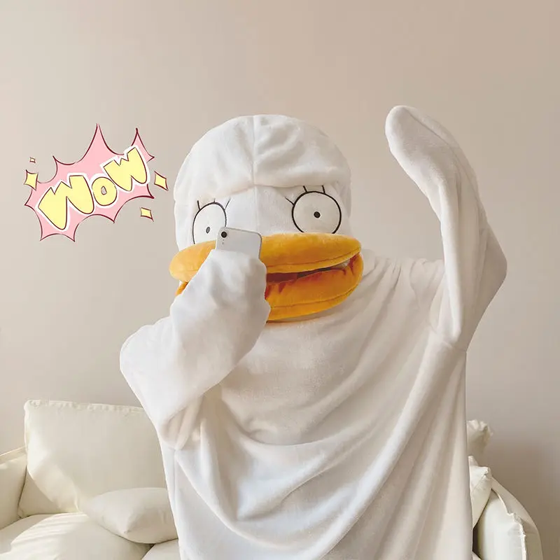 Elizabeth Pajamas Winter Duck One-Piece Pajamas Funny Sleeping Bag Men and Women Same Cartoon Cute Couple Nightgown