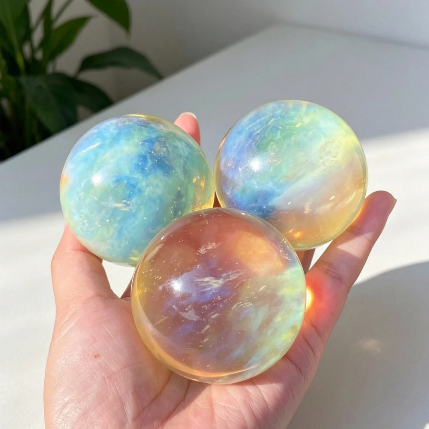 3-7CM Yellow Smelting Stone Polished Sphere, Natural Rock Specimen, Feng Shui Table Decor, Reiki Meditation Healing Gift