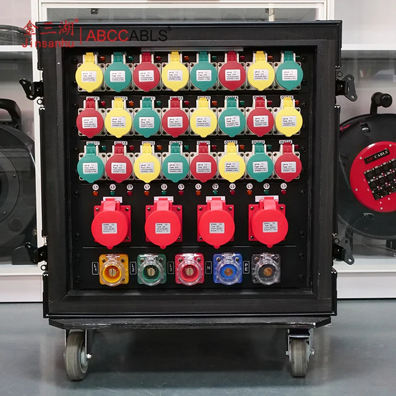 380V 24-Channel Stage Power Distribution Box, 3-Phase 400A Power Distro with CEE Sockets for Live Concert & Touring Rental