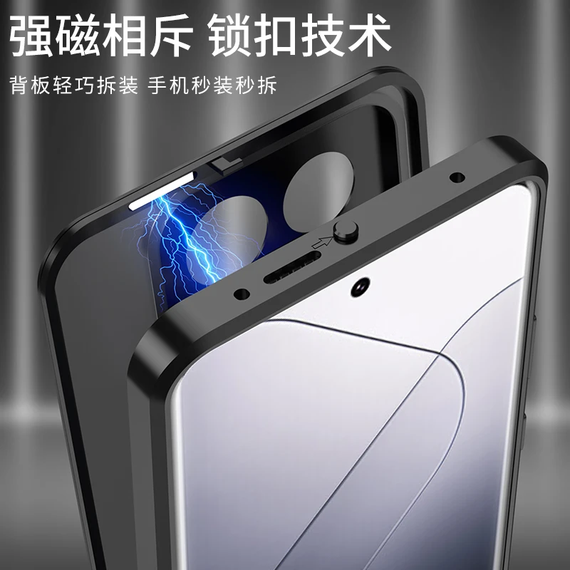 Aluminium Alloy Metal Frame Bumper for Xiaomi Mi 14 Pro Case Matte Acrylic Back Cover Camera Lens Protector Case Funda