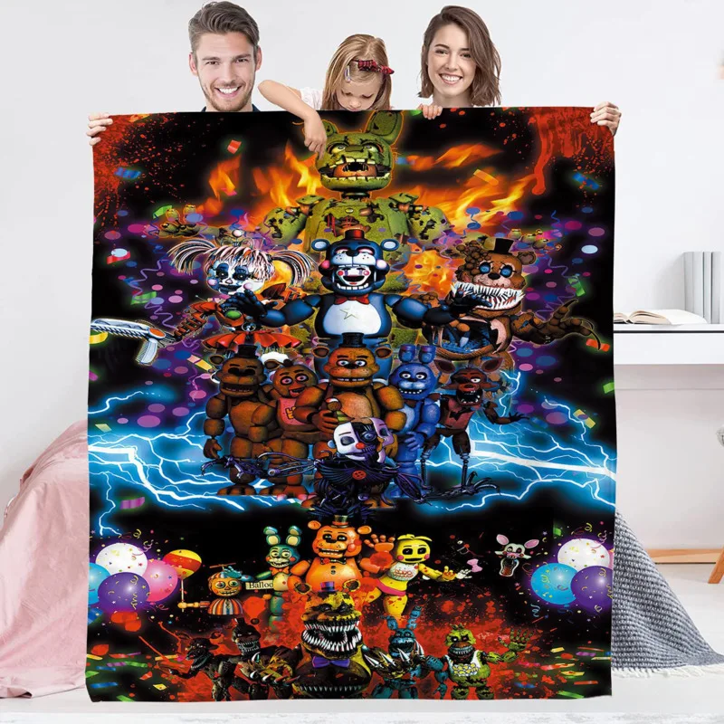 Cartoon Horror Game FNAFs Blanket Movie Five-Night-At-Freddy Throw Blanket Living Room Sofa Blanket Bedroom Bedspread Bed Mat