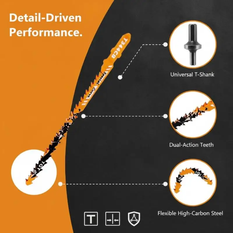 Double-Sided Jigsaw Blades T344CB Professional Sharp Cutting Tool for Precision Curved Cutting Carpenter Custom Wood Art Making