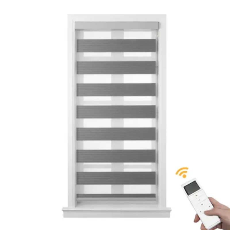 Luxury Elegant Voice Control Motorized Blinds Google Alexa Electric Motor Zebra Blind For Home Use