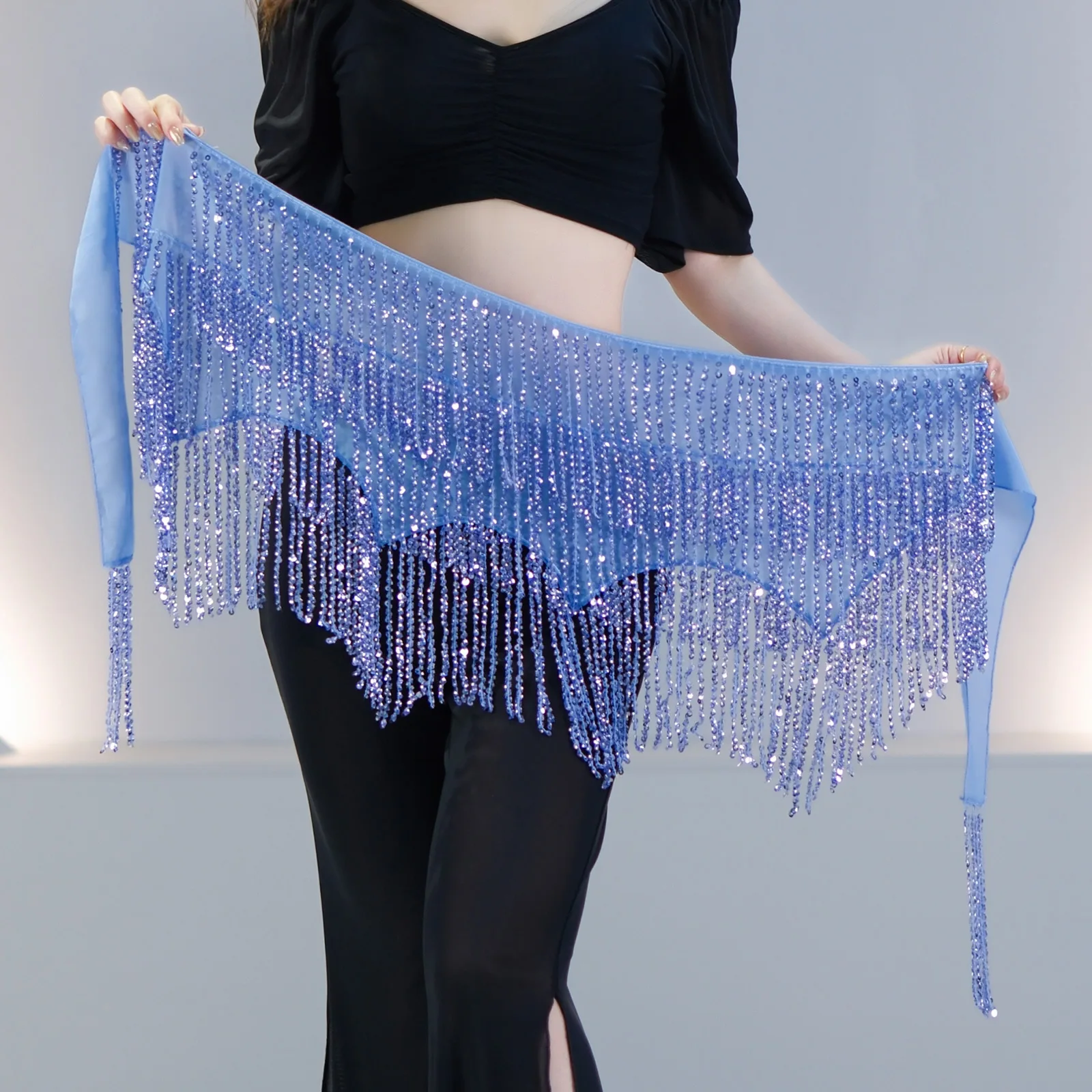 Nieuwe Sprankelende Pailletten Fringe Buikdans Hippe Sjaal Taille Ketting Riem voor Vrouwen Oosterse Dansvoorstelling Show Kostuum Accessoires