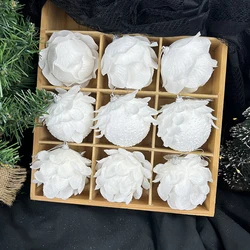 3pcs/box 8cm White Christmas Ball Christmas Tree Hanging Pendant Flower Foam Snow Ball Xmas Decor For Home New Year 2025 Navidad