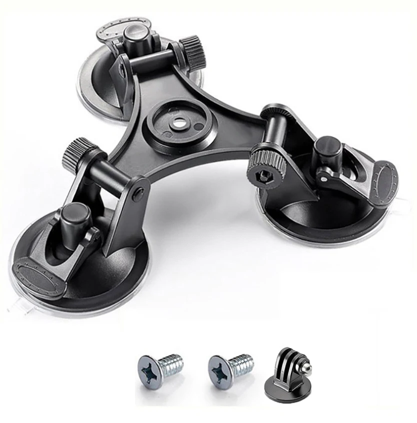 Dreifach-Saugnapfhalterung für DJI OSMO Action 6 5 4 GoPro 13 12 11 10 9 8 mit 1/4"-Standardgewindeadapter für Insta360 X6 X5 X4