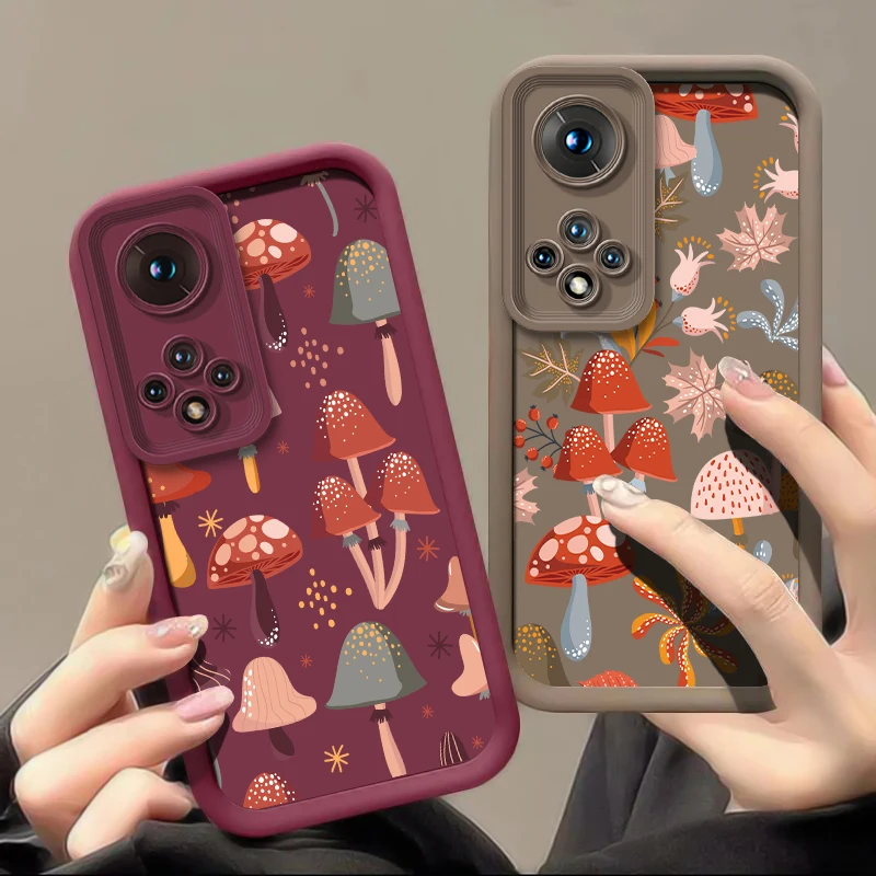 マットTPUスマホケース Huawei Honor X8B X8A X7A X7 X6A Magic 7 Lite 6 5 Pro X60 X30 X9C X9 X8C用 マッシュルーム柄 ソフトカバー