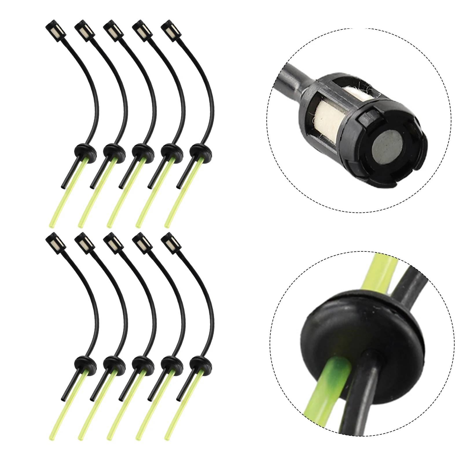 10PCS Fuel Hose Pipe With Integrated Fuel Filter Kit Compatible With Lawn Mower And String Trimmer Fuel Systems
