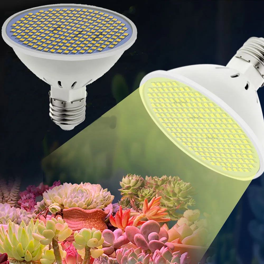 

LED plant growth lamp, 200 full-spectrum lamp cups with warm white beads, E27 lamp cap 85-265V.