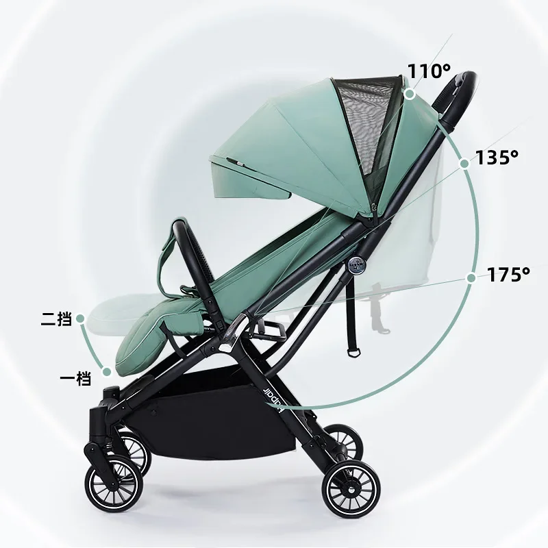 De Kinderwagen Kan Gaan Zitten En Liggen En Het Hoge Zicht Opvouwen Met Één Knop Om De Kinderwagen Van De Baby Op Te Vouwen.