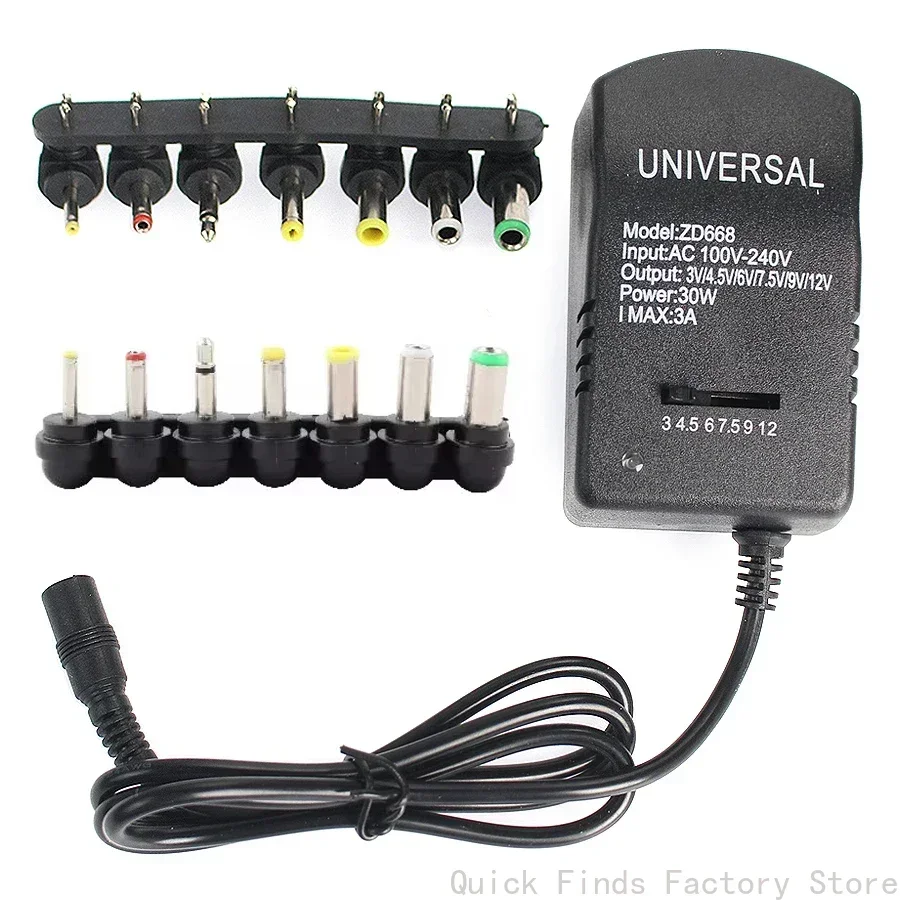 Multi Voltage Adjustable Adapter Power Supply Charger AC 220V to DC 3V-12V Converter EU/US Plug 7-30W for Electronic Devices