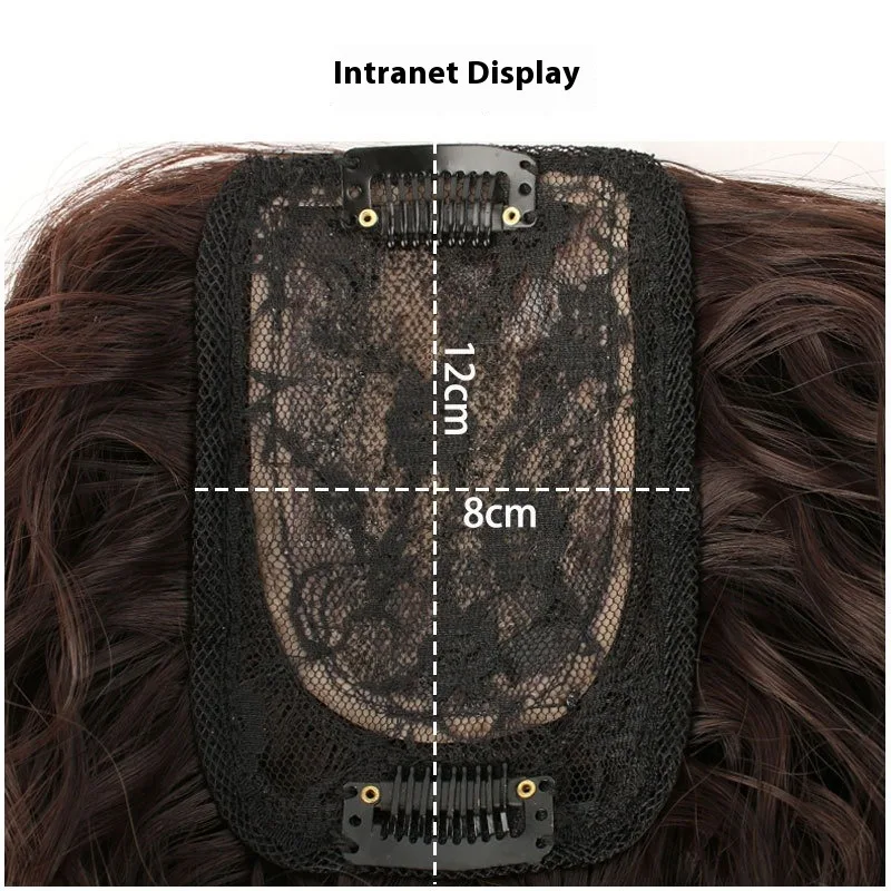 8x12cm 인모 가발 곱슬머리 자연색/다크 브라운 탈모 및 볼륨감이 적은 여성용 헤어피스 여성용 합성 헤어피스